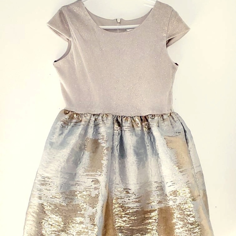 Blush by Us Angels gold and white gold party dress